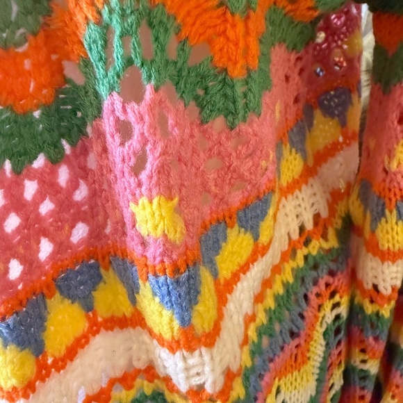 Multicolor Zigzag Pattern Crochet Cardigan - Picture 5 of 7
